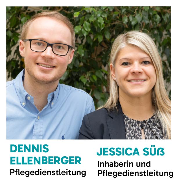 Foto: Dennis Ellenberger (Pflegedienstleitung) und Jessica Süß (In haberin und Pflegedienstleitung)